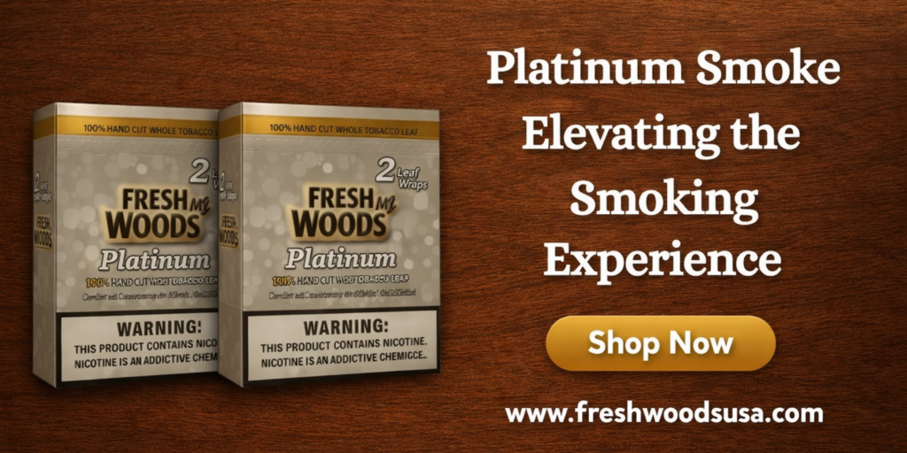 Find Platinum Smoke, Platinum Wraps, and Premium Blunt Wraps Platinum at Fresh Woods USA for smooth flavor, quality tobacco, and satisfaction.